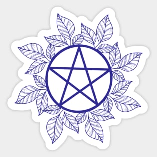 Blue Leafy Pentagram Sticker